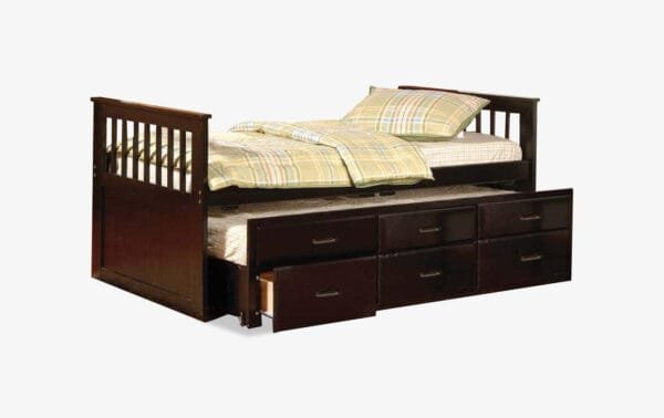 Captain’s Espresso Trundle Bed