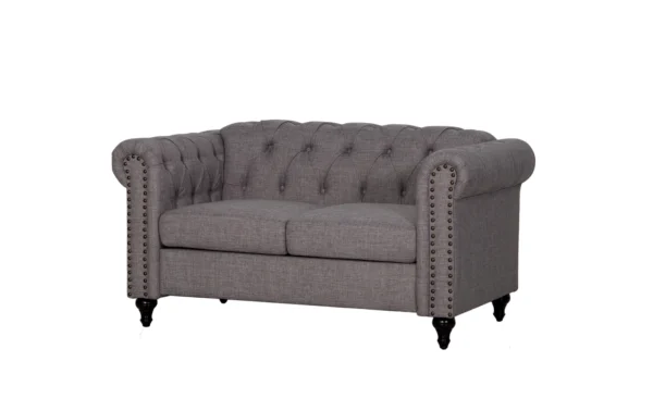 Aurelia Gray Linen Loveseat - 01