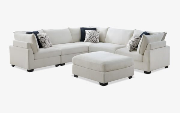 Ivory 5 Piece Sectional with ottoman