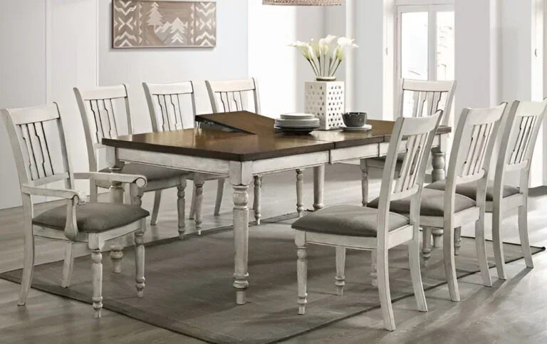 A butterfly leaf dining table that can be extended