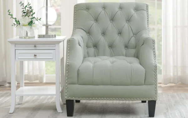 Modern Victorian accent chair with button tufting