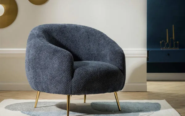 Contemporary style accent chair with textured fabric and metallic legs