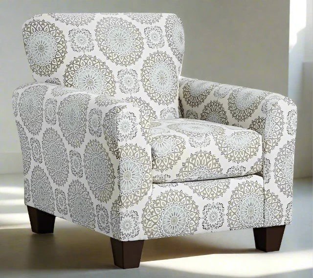 Armchair with patterned upholstery