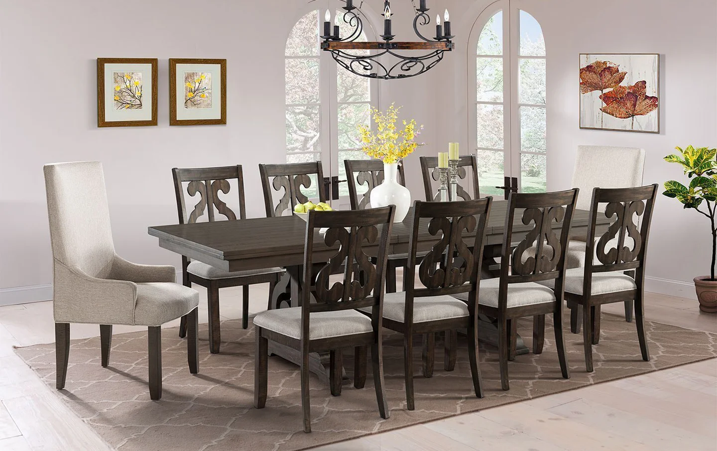 a large rectangular dining table size with 10 chairs