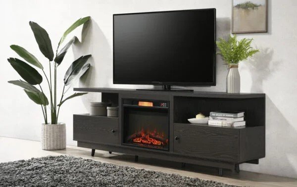 Contemporary TV stand with an electric fireplace
